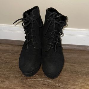 All black suede booties